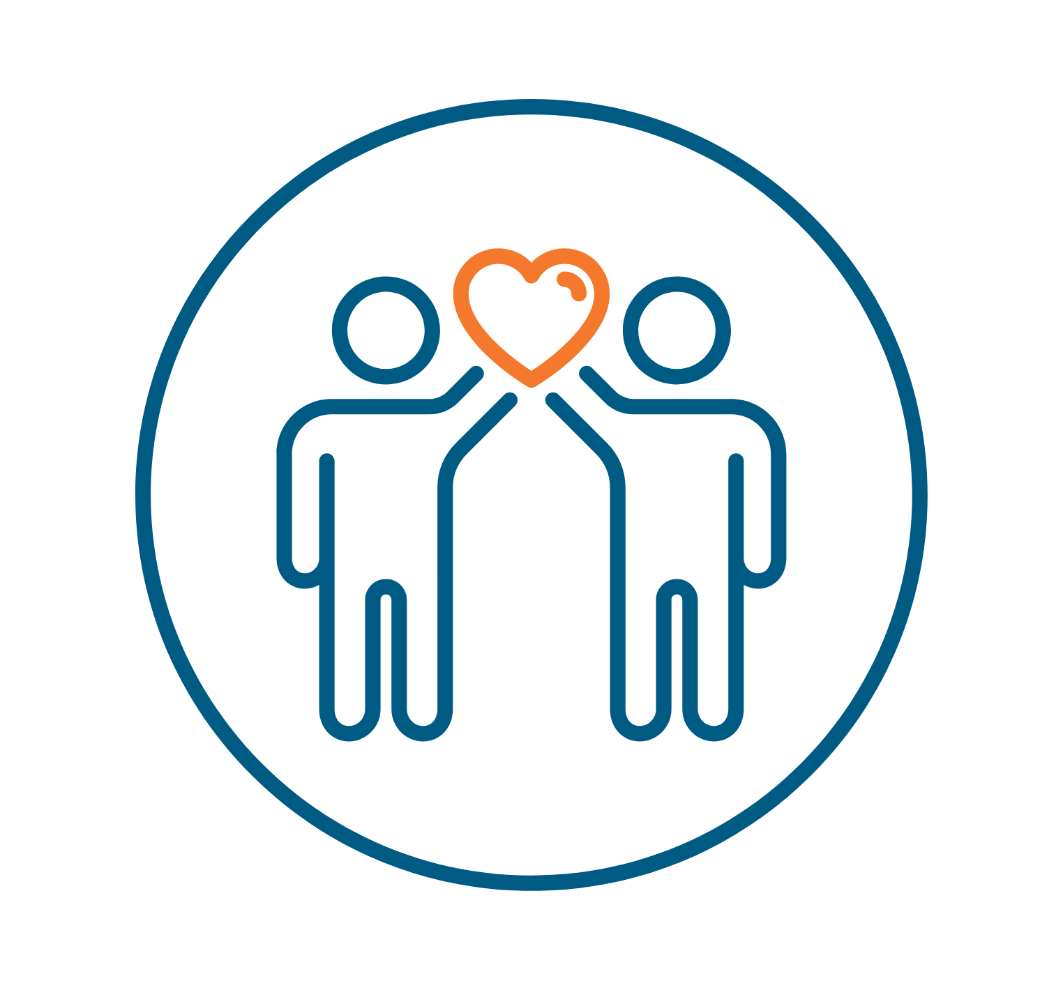 Icon showing two people caring