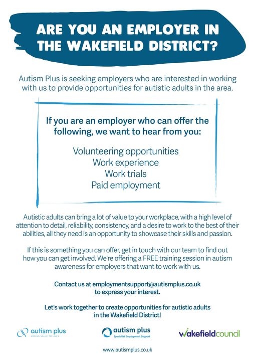 Autism Plus Employment Support Seeking Wakefield Businesses 
