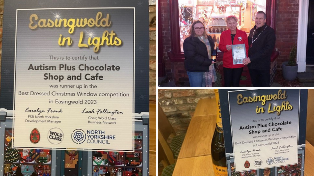 Autism Plus Chocolate Shop and Cafe secures runner up spot in Local Christmas Window Competition